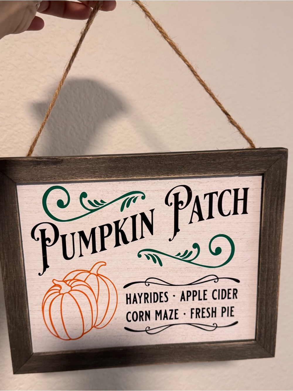 Pumpkin Patch Wall Sign - Orange & Green Accent Home Decor